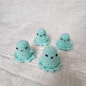 Set of 4 handmade crochet mini ghosts